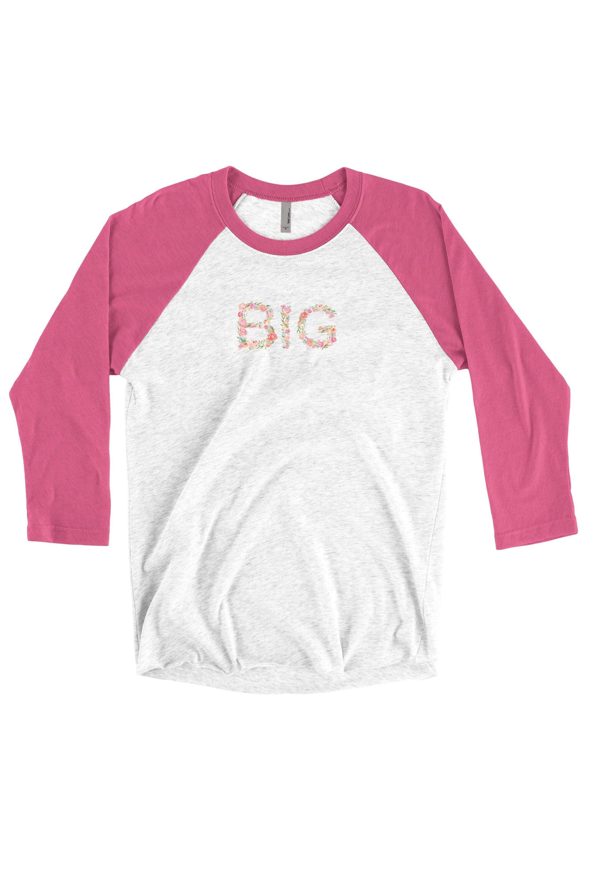 Big Little Floral Letters Shirt - Next Level Unisex Triblend 3/4-Sleeve Raglan, Ladies, Sunny and Southern, - Sunny and Southern,