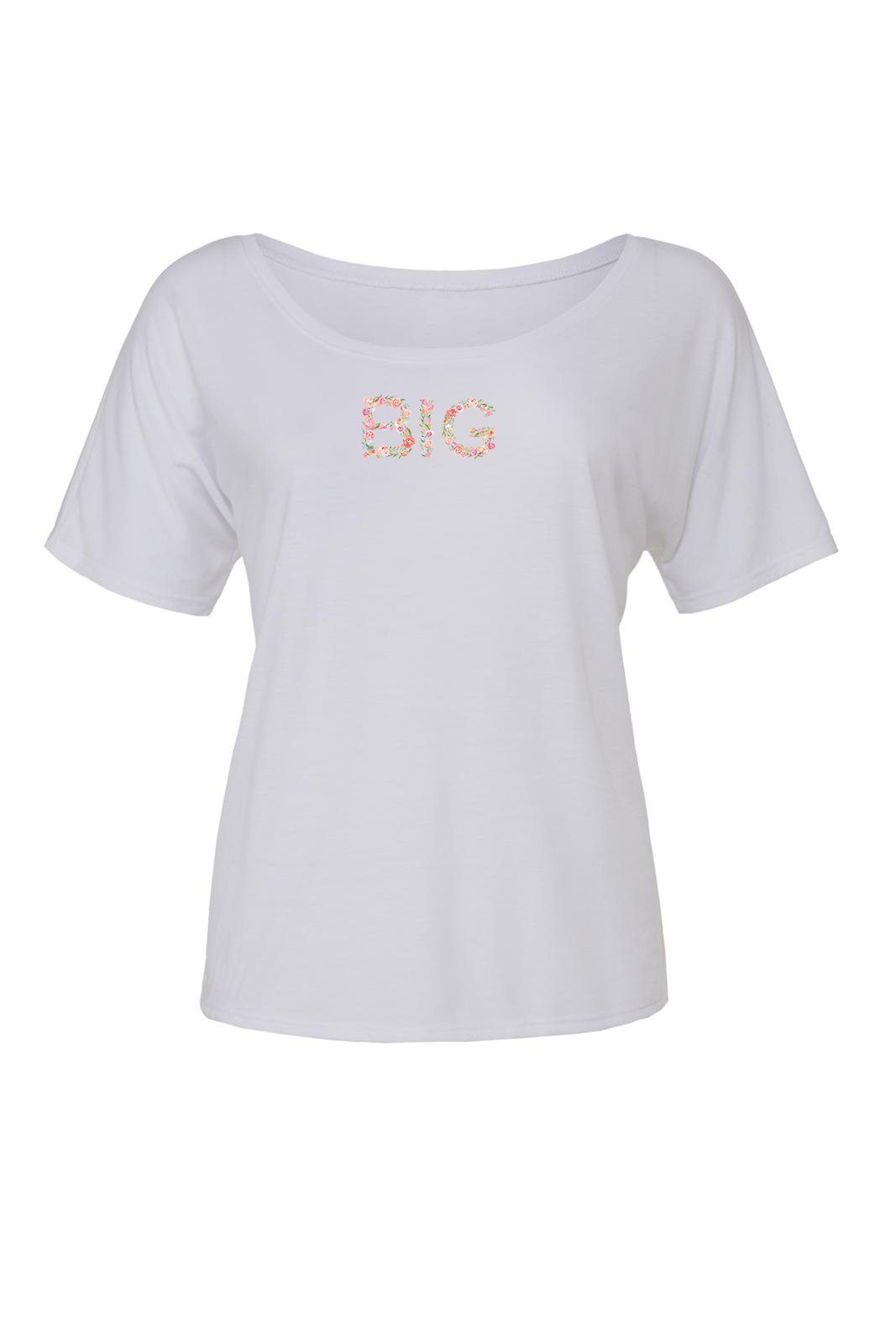 Big Little Floral Letters Shirt - Bella Slouchy Scoop Neck Short Sleeve, Ladies, Sunny and Southern, - Sunny and Southern,
