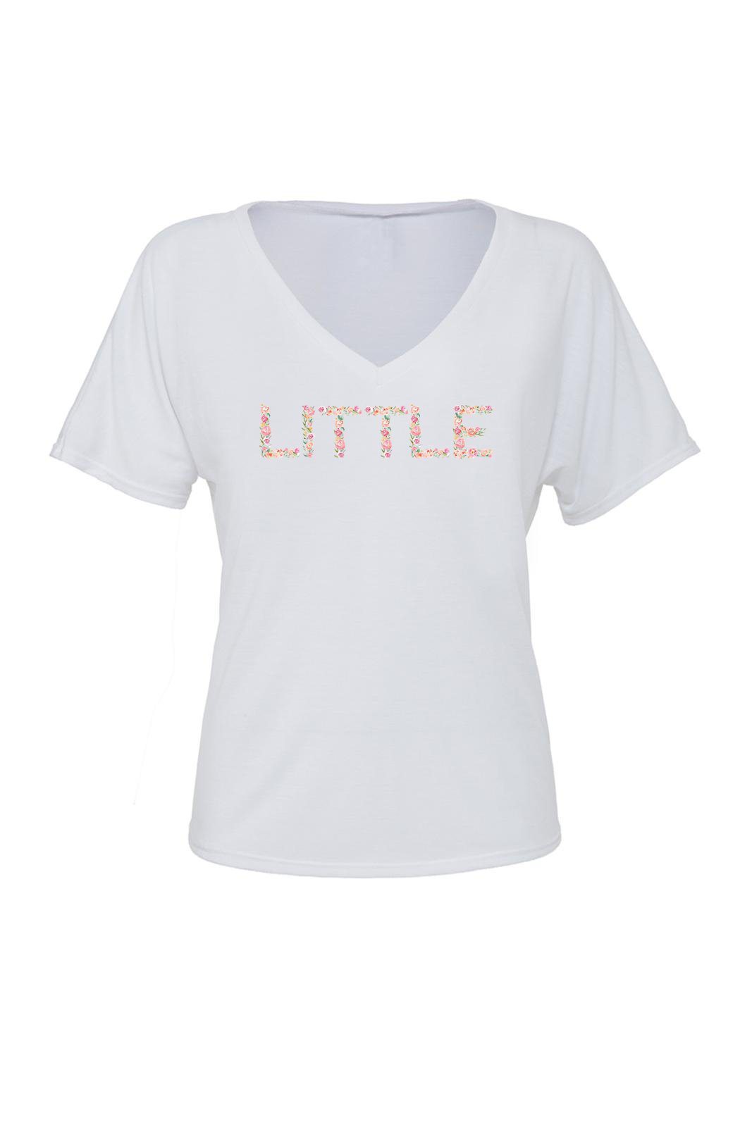 Big Little Floral Letters Shirt - Bella Slouchy V-Neck Short Sleeve, Ladies, Sunny and Southern, - Sunny and Southern,