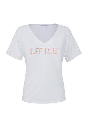 Big Little Floral Letters Shirt - Bella Slouchy V-Neck Short Sleeve, Ladies, Sunny and Southern, - Sunny and Southern,