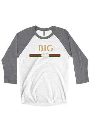 Big Little Designer Shirt - Next Level Unisex Triblend 3/4-Sleeve Raglan, Ladies, Sunny and Southern, - Sunny and Southern,