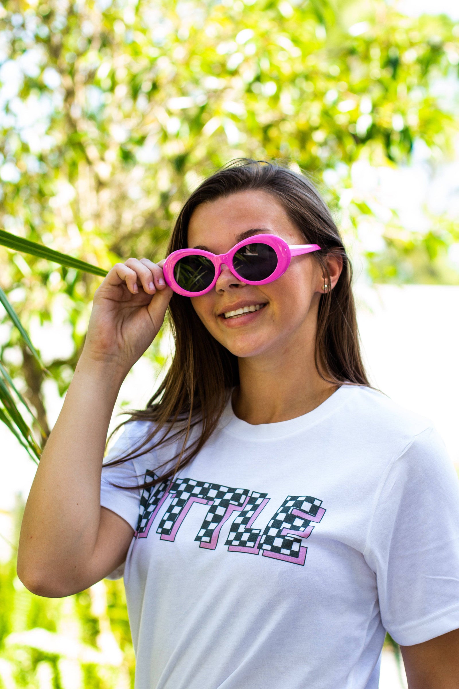 Pink Checkered Big Little Bella Canvas Short Sleeve Unisex Tee