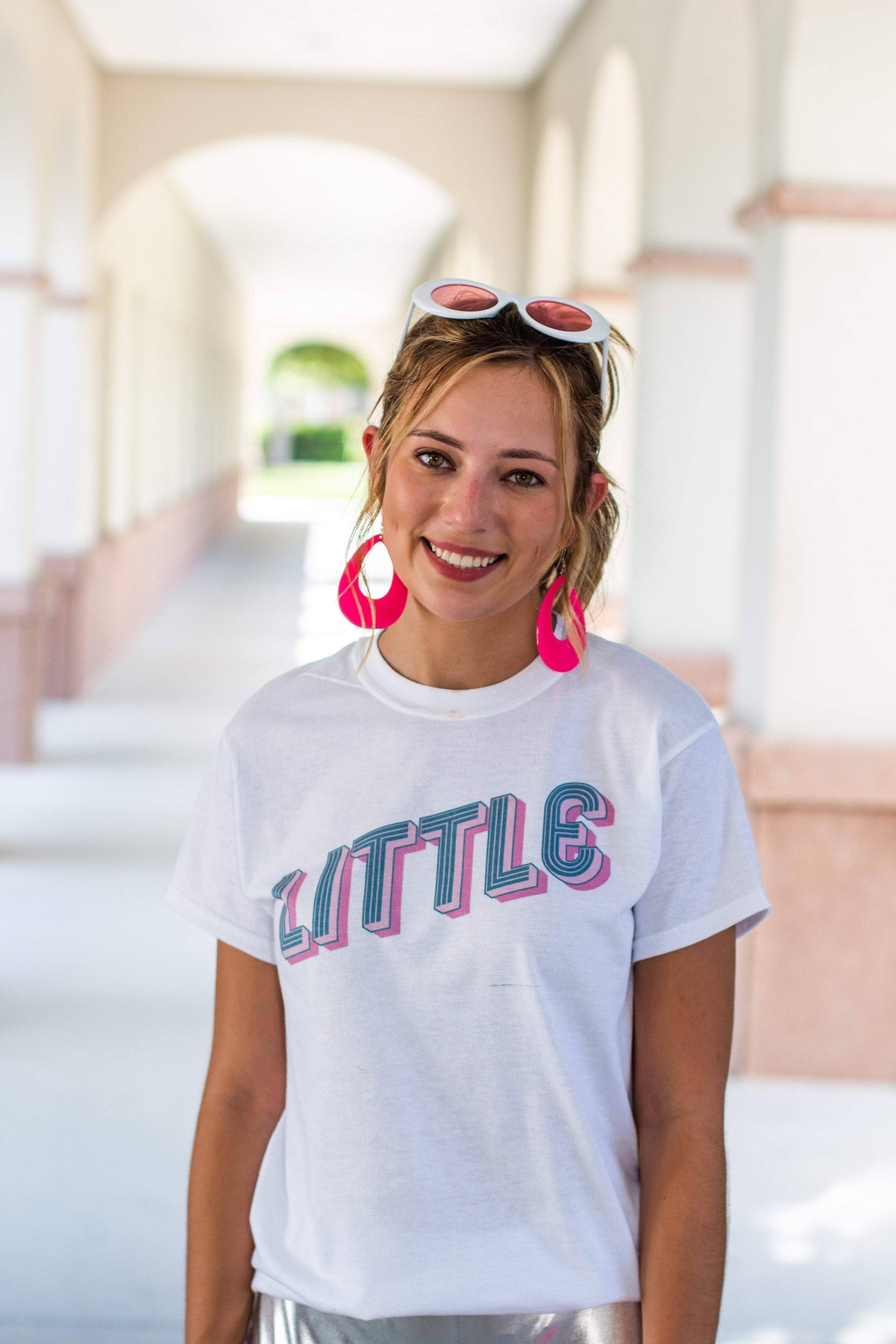 Pink and Blue Neon Sign, Trendy, Retro, Simple, Big Little Shirts and Tanks, Cute Big Little Shirts and Tanks, Trendy Big Little Shirts and Tanks