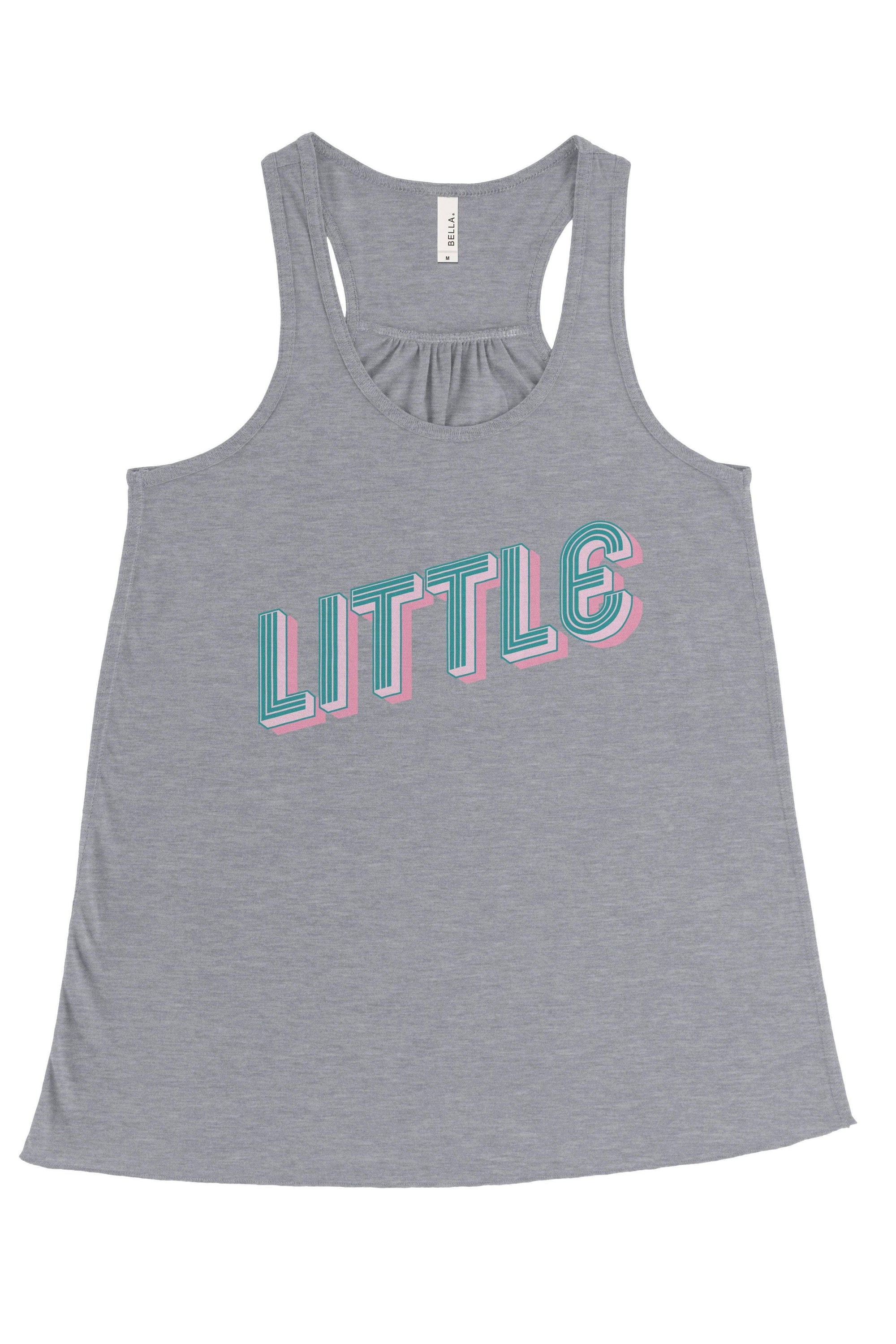 Pink and Blue Neon Sign Big Little Bella Canvas Flowy Racerback Tank
