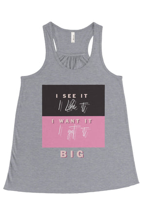 Ariana Grande I See It, I Want It Big Little Bella Canvas Flowy Racerback Tank, Ladies, Sunny and Southern, - Sunny and Southern,