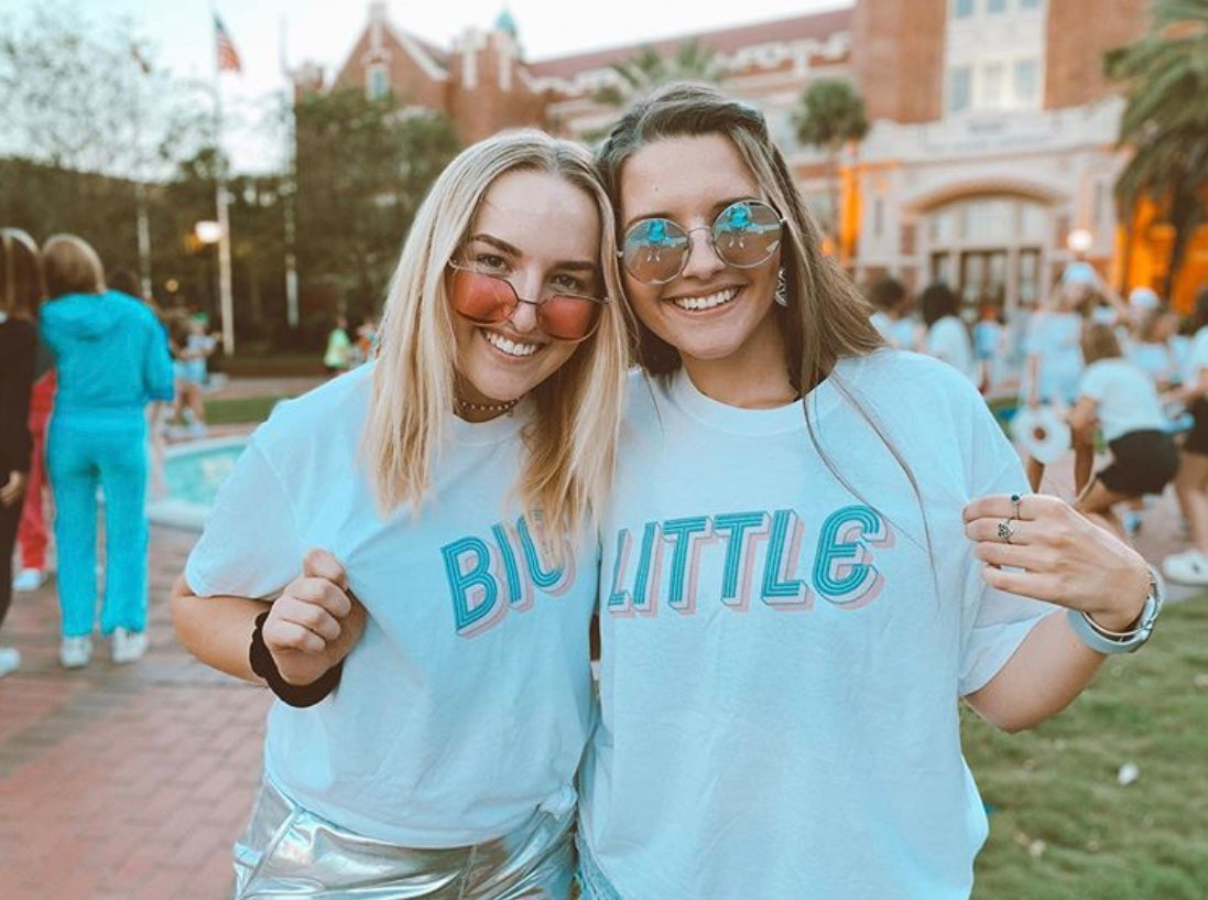 Pink and Blue Neon Sign, Trendy, Retro, Simple, Big Little Shirts and Tanks, Cute Big Little Shirts and Tanks, Trendy Big Little Shirts and Tanks